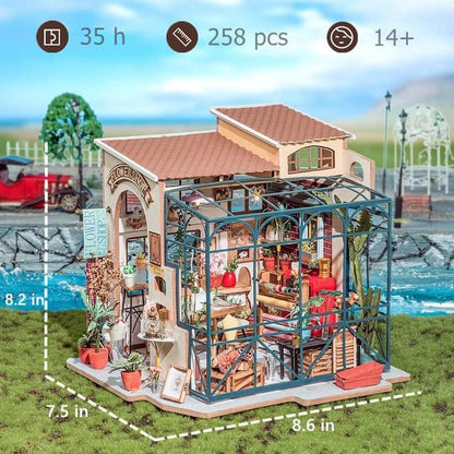 DIY Dollhouse Kit Mini House with Furnitures Accessories 1:24 Scale Craft Kit - Emily'S Flower Shop