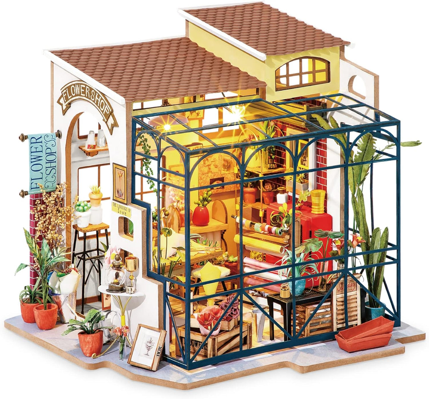 DIY Dollhouse Kit Mini House with Furnitures Accessories 1:24 Scale Craft Kit - Emily'S Flower Shop