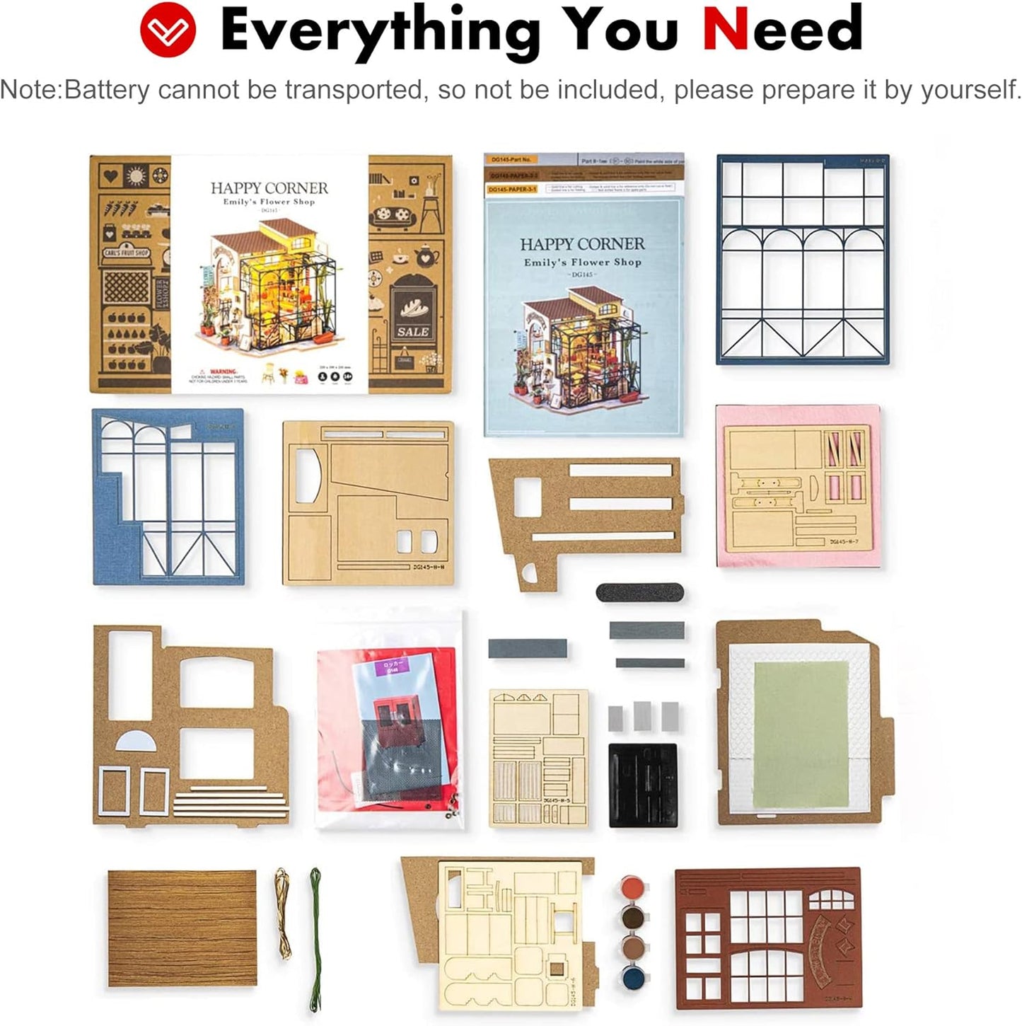 DIY Dollhouse Kit Mini House with Furnitures Accessories 1:24 Scale Craft Kit - Emily'S Flower Shop