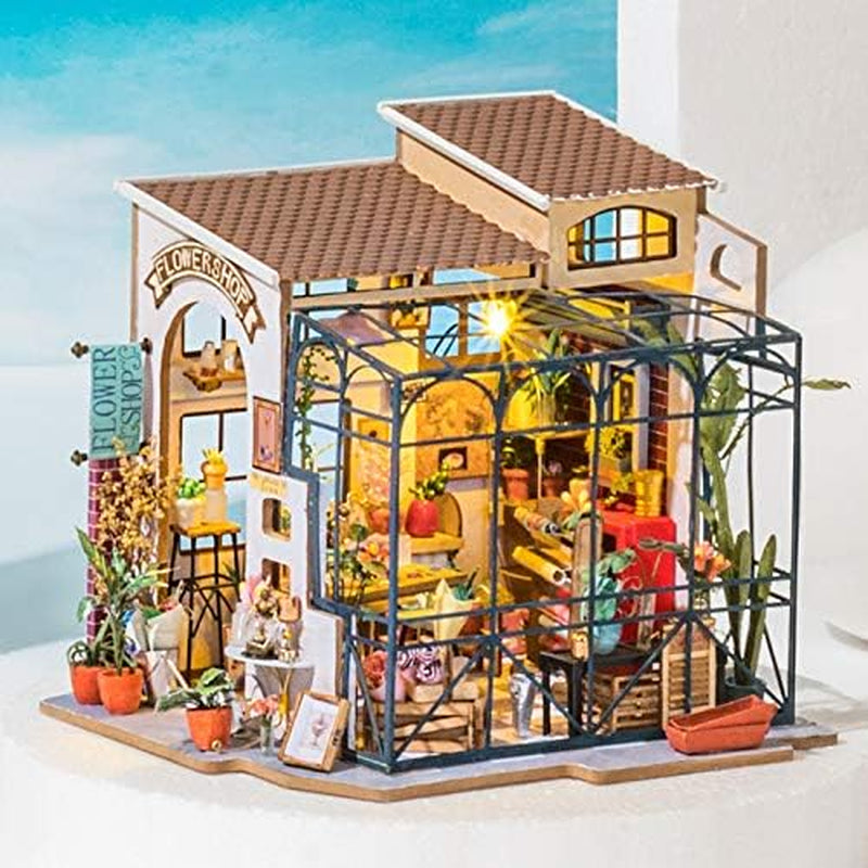 DIY Dollhouse Kit Mini House with Furnitures Accessories 1:24 Scale Craft Kit - Emily'S Flower Shop
