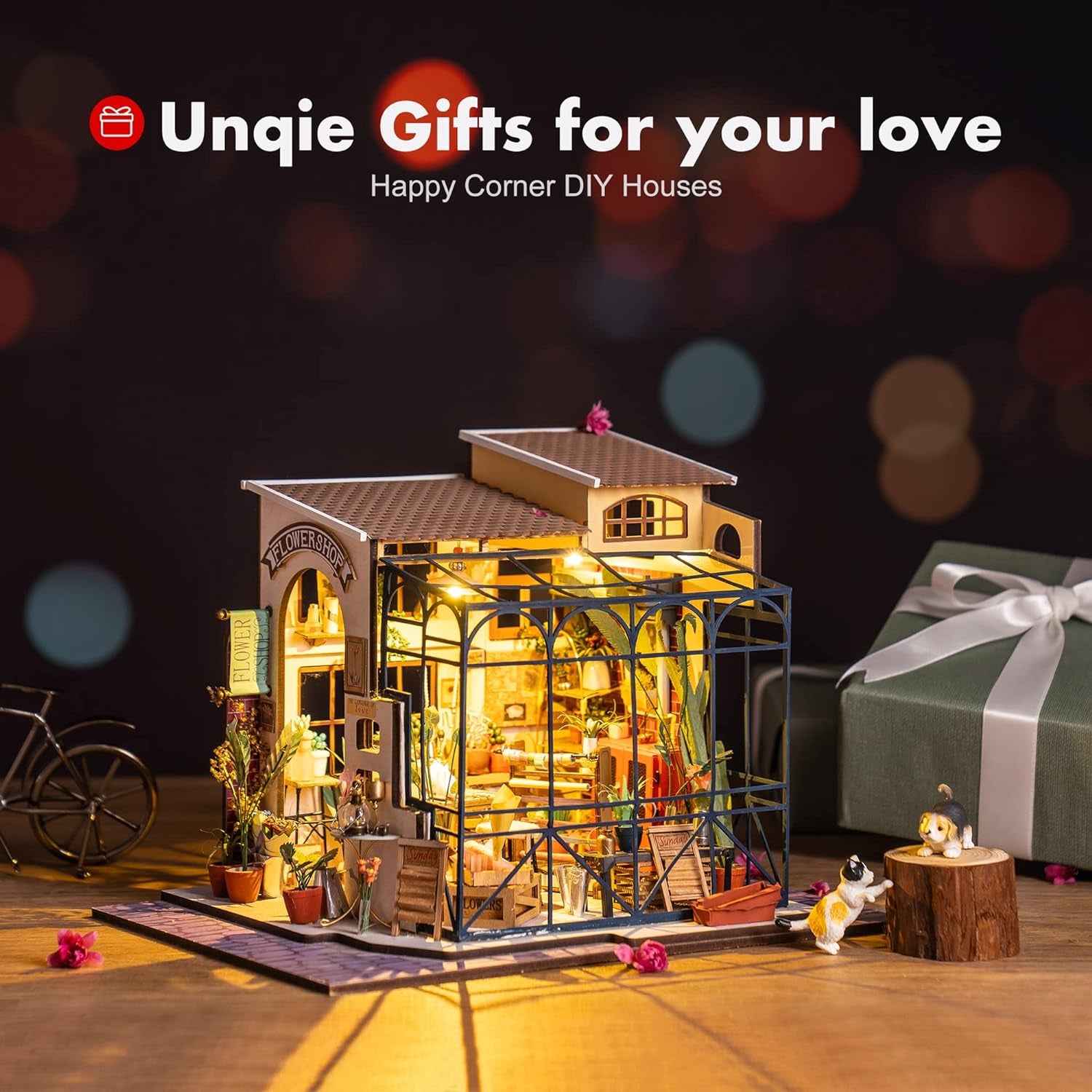 DIY Dollhouse Kit Mini House with Furnitures Accessories 1:24 Scale Craft Kit - Emily'S Flower Shop